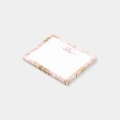 Monogramme Marbre rose Golden Foil Post-it Notes (Incliné)