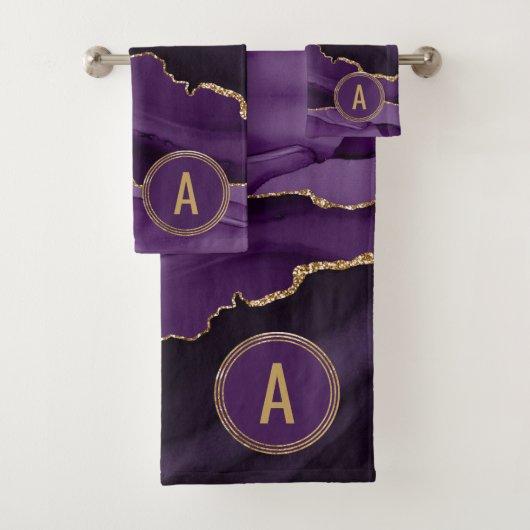 Monogramme Marbre violet Agate Parties scintillant (En situation)
