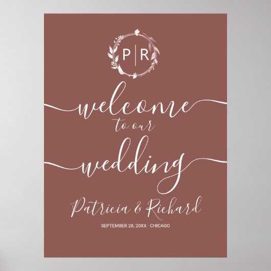 Monogramme Mariage Affiche de bienvenue (Devant)