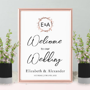 Monogramme Mariage Affiche de bienvenue
