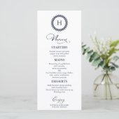 Monogramme Mariage Cartes de menu Marine Bleu (Debout devant)