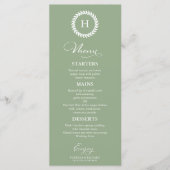 Monogramme Mariage Cartes de menu Vert Sage (Devant)