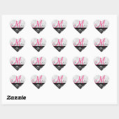 Monogramme Mariage damassé Favoriser Stickers Rose (Feuille)