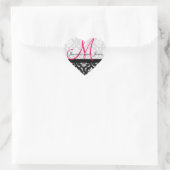 Monogramme Mariage damassé Favoriser Stickers Rose (Sac)