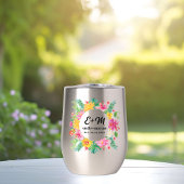 Monogramme Mariage de couronne de fleurs tropicale