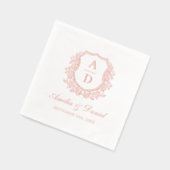 Monogramme Mariage de crête florale moderne Rose o (Gauche)