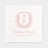Monogramme Mariage de crête florale moderne Rose o (Recto)