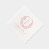 Monogramme Mariage de crête florale moderne Rose o (Droite)