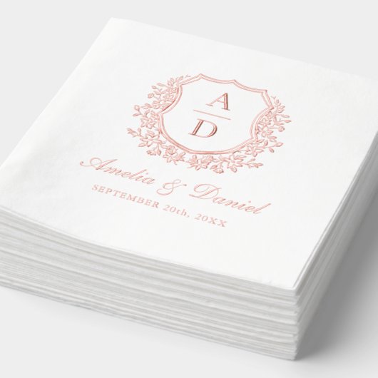 Monogramme Mariage de crête florale moderne Rose o (Détail)
