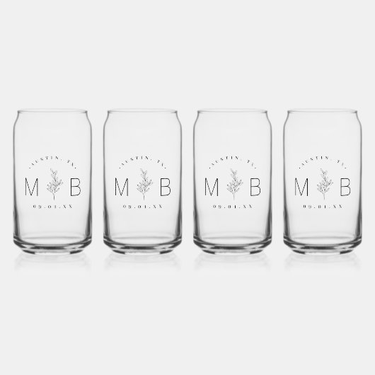 Monogramme Mariage de tige florale rustique (Recto)