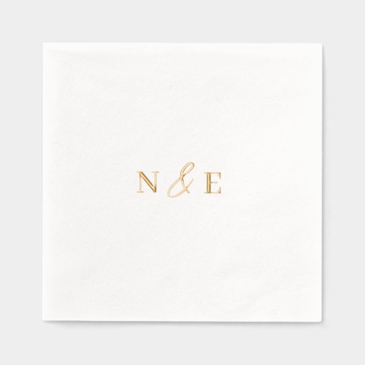 Monogramme Mariage Élégant Moderne Minimal Or (Recto)
