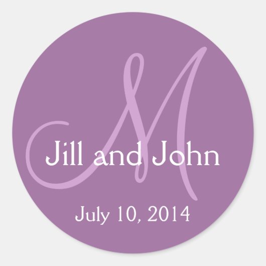 Monogramme Mariage Enregistrer Date Stickers viole (Devant)