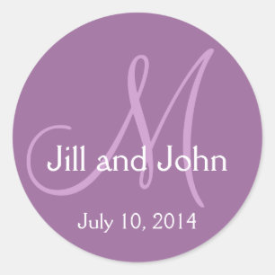 Monogramme Mariage Enregistrer Date Stickers viole