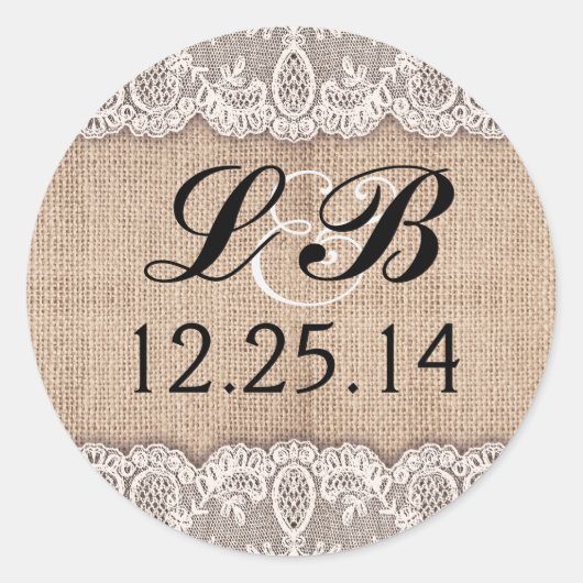 monogramme mariage et autocollants en dentelle (Devant)