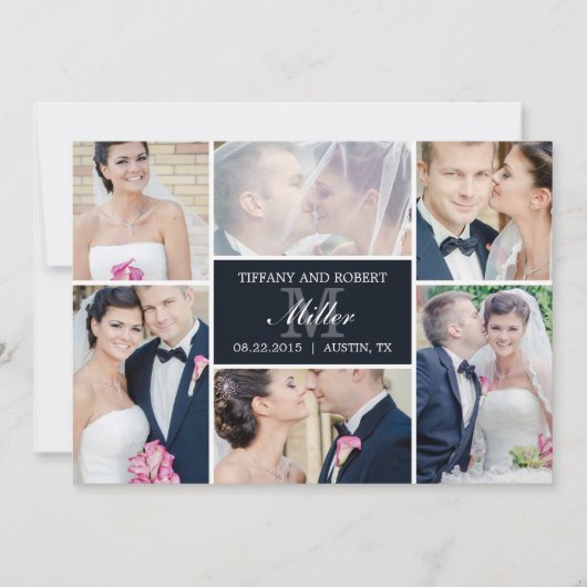 Monogramme Mariage Faire-part - Noir (Devant)