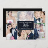 Monogramme Mariage Faire-part - Noir (Devant / Derrière)