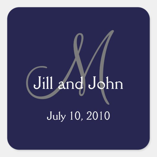 Monogramme Mariage Faveur Stickers Marine (Devant)
