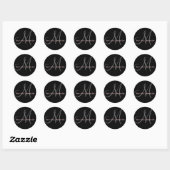 Monogramme Mariage Favoriser Stickers Rose Noir (Feuille)