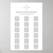 Monogramme Mariage feuille d'olive 18 Tableau de s (Devant)