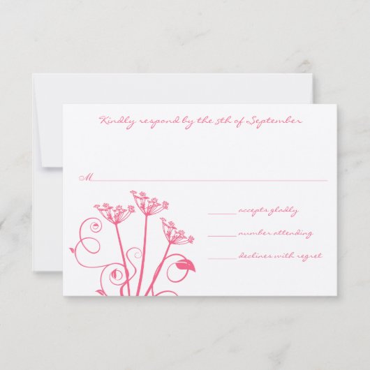 Monogramme Mariage Fleur Rose RSVP (Devant)