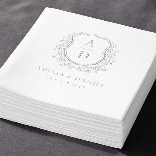 Monogramme Mariage floral en Argent