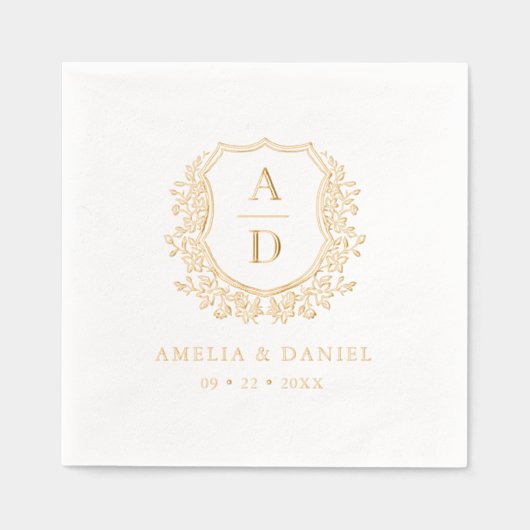 Monogramme Mariage Floral Gold Crest (Recto)