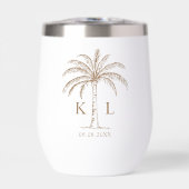 Monogramme Mariage Logo Palm Tree Vin thermique (Avant)