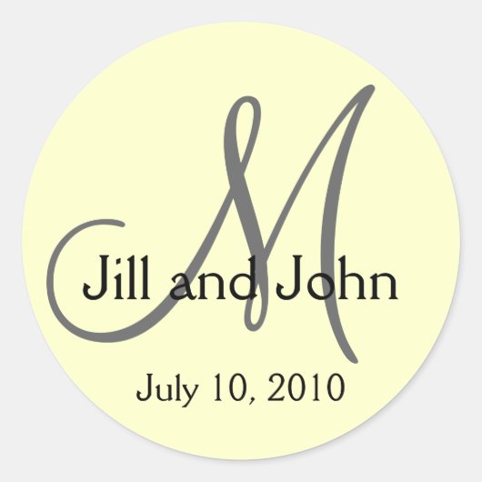 Monogramme Mariage marié Groom Date Crème Sticker (Devant)