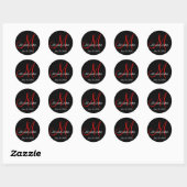 Monogramme Mariage marié Groom Date Sticker rouge (Feuille)