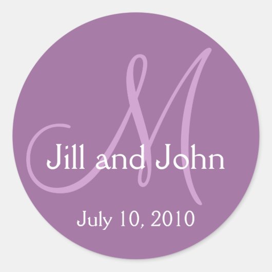 Monogramme Mariage mariée Groom Date Autocollant v (Devant)