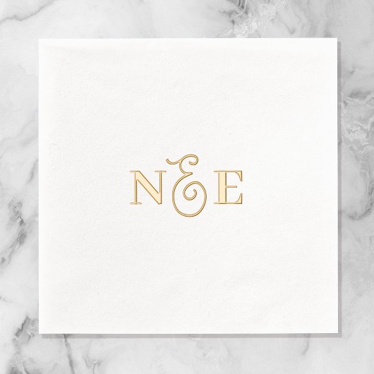 Monogramme Mariage minimaliste Élégant Script Gold