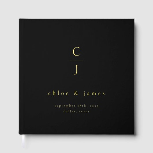 Monogramme mariage Moderne Minimale Noir Or (Recto)