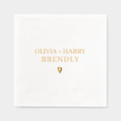 Monogramme mariage Noms Élégant Moderne Coeur Or (Recto)