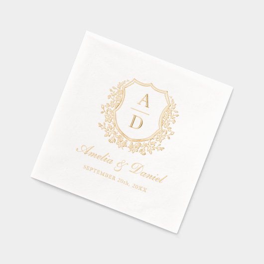 Monogramme Mariage or Floral moderne Crest (Gauche)