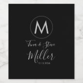 Monogramme Mariage Réception vin étiquette modèle (Étiquettes simples)