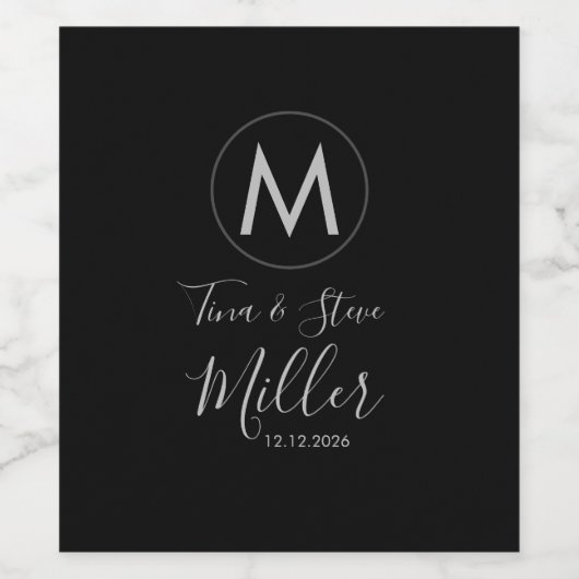 Monogramme Mariage Réception vin étiquette modèle (Étiquettes simples)