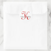 Monogramme Mariage Red Bride Groom Noms Sticker (Sac)