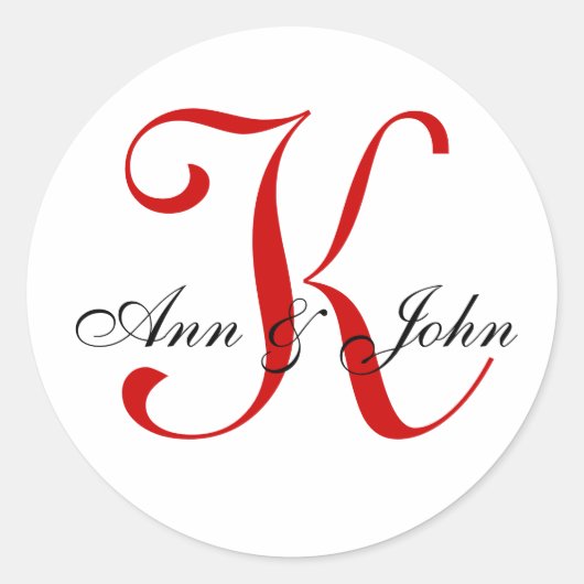 Monogramme Mariage Red Bride Groom Noms Sticker (Devant)
