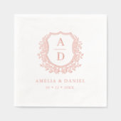 Monogramme Mariage Rose Floral Gold Crest (Recto)