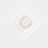 Monogramme Mariage Rose Floral Gold Crest (Droite)