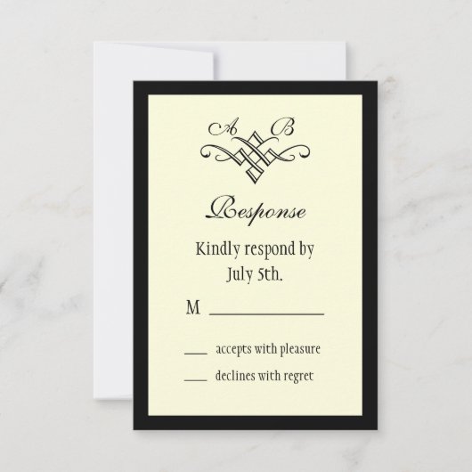 Monogramme mariage RSVP en blanc (Devant)