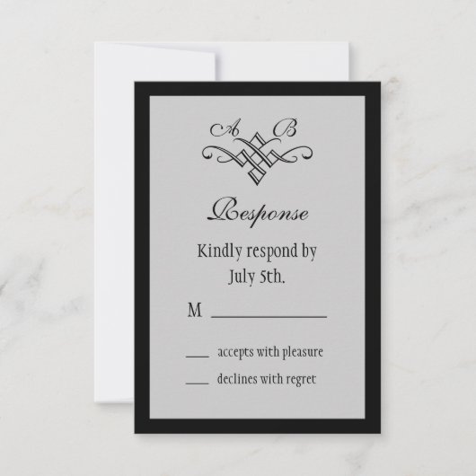 Monogramme mariage RSVP en gris (Devant)