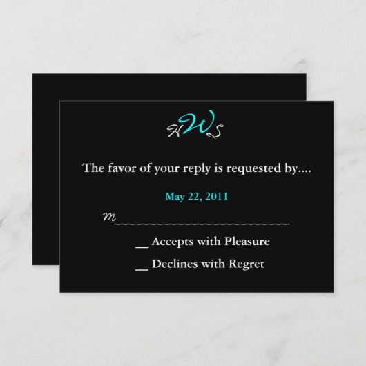Monogramme Mariage RSVP noir blanc (Devant / Derrière)