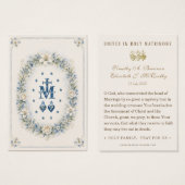 Monogramme marial avec cœurs sacrés floraux (Devant & derrière)