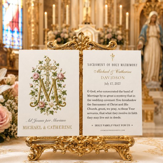 Monogramme marial catholique Roses roses