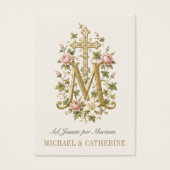 Monogramme marial catholique Roses roses (Devant)