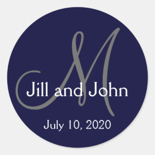 Monogramme Mariée Groom Date Mariage Favor Sticker
