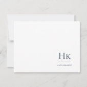 Monogramme Marine Blanc Simple Élégant Carte pour (Devant)