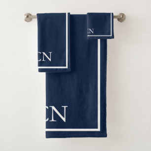 Monogramme Marine Bleu Blanc Bordure Classique
