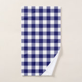 Monogramme Marine Bleu Blanc Buffalo Plaid Motif (Serviette à main)